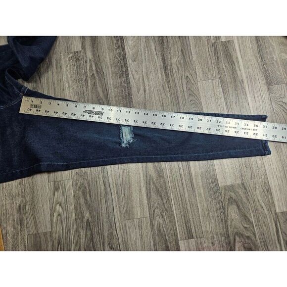 (3/$35) Express Size 8 R Skinny Mid Rise Distressed Whiskered Denim Blue Jeans - Picture 9 of 11